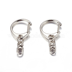 亜鉛合金キーホルダーの留め金のパーツ  留め金スナップ  ティアドロップ  プラチナ  47x22mm&nbsp;E546-1-1