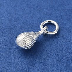 スターリングシルバーの海の動物の貝殻型チャーム925個  丸カン付き  シェル形状  11.5x5x4.5mm  穴：3.7mm&nbsp;STER-E071-02S-08