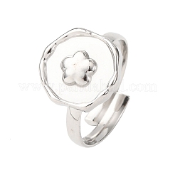 女性用304ステンレススチールカフリング  花付きフラットラウンド  ステンレス鋼色  13x12.5mm  内径：17mm&nbsp;RJEW-B136-04B-P