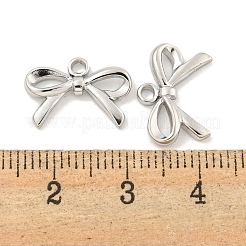 変色しない304ステンレススチールペンダント  ちょう結びチャーム  ステンレス鋼色  10.5x15x2mm  穴：1.6mm&nbsp;STAS-A099-12P