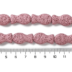 魚で染めた天然の溶岩石ビーズ連売り  淡いバイオレットレッド  21.5x12x6mm  穴：1.6mm  約19個/連  16.14''（41センチメートル）&nbsp;G-O126-01A-12