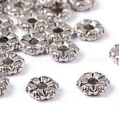 チベット風合金スペーサービーズ  花  鉛フリー＆カドミウムフリー  アンティークシルバー  5.5x2mm  穴：1mm  約6060個/1000g&nbsp;TIBEB-S039-014AS-RS