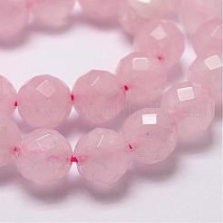 天然石ローズクォーツビーズ連売り  多面カット  ラウンド  8mm  穴：1mm  約44個/連  14.9インチ〜15.1インチ&nbsp;G-D840-21-8mm