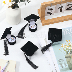 4Pcs Doctoral Hat Shaped Velvet Jewelry Ring Storage Boxes&nbsp;CON-SC0001-18A