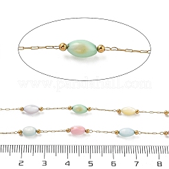Shell & 304 Stainless Steel Oval Beads Link Chains&nbsp;CHS-K021-09G-05