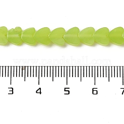 手作りランプワークビーズ連売り  ハート  黄緑  6x6x2~2.5mm  穴：1mm  約77個/連  15.75''~16.14''（40~41センチメートル）&nbsp;LAMP-Q035-01E