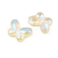 Abカラーメッキ透明ガラスビーズ  蝶  きいろ  10x15x5mm  穴：1.2mm  約1111個/1000g&nbsp;GLAA-Z020-01E