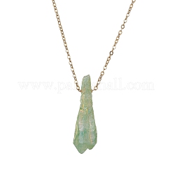 Dyed Natural Quartz Crystal Twist Teardrop Pendant Necklaces&nbsp;NJEW-JN04497-02