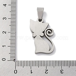 201 ステンレススチールエナメルペンダント  ラインストーン付き  猫のチャーム  ベージュ  26x15x2mm  穴：7x4mm&nbsp;STAS-Q342-16P-03