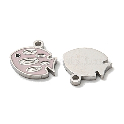 304ステンレススチールエナメルチャーム  魚のチャーム  ステンレス鋼色  9x9.5x1mm  穴：1.2mm&nbsp;STAS-L022-166P