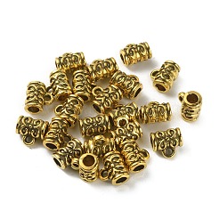 チベットスタイルの合金チューブベイル  ループベイル  保釈ビーズ  コラム  アンティーク黄金  7x7.5x4.8mm  穴：1.4mm  内径：2.7mm&nbsp;FIND-TAC0001-58