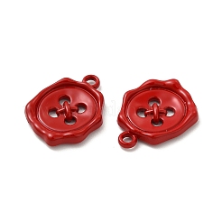 スプレープリント合金ペンダント  ボタンチャーム  レッド  21x16x3mm  穴：1.8mm&nbsp;LS-FIND-B018-02B