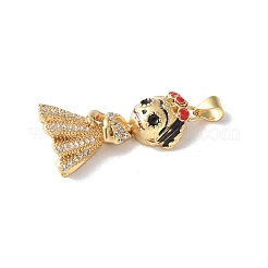 Brass Micro Pave Cubic Zirconia Pendants&nbsp;X-KK-A252-25G