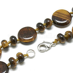 Natural Tiger Eye Beaded Necklaces&nbsp;NJEW-S393-14
