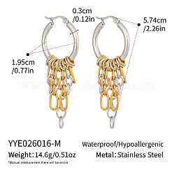 304 Stainless Steel Chain Tassel Hoop Earrings for Women&nbsp;HJ6544-2