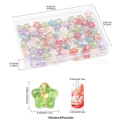 80個10色の電気メッキと金色の金属で覆われたガラスビーズ  花  ミックスカラー  10.5x11x5mm  穴：1mm  8個/カラー&nbsp;EGLA-FS0001-56