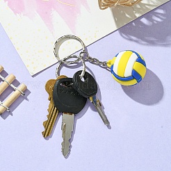 プラスチックキーホルダー  鉄パーツ  サッカー  7.5cm  ペンダント：32mm&nbsp;KEYC-YW00042-01