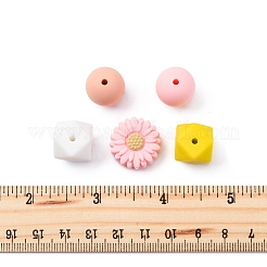 5 種類の食品グレードの環境に優しいシリコンビーズ  混合図形  14~19.5x14~15x7.5~15mm  穴：2~2.5mm&nbsp;SIL-FS0001-23