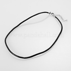 牛革レザーコードネックレス作り  304ステンレススチール製金具付き  ブラック  15.7インチ&nbsp;NJEW-JN01256-02