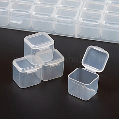 プラスチックビーズ収納ケース  フリップトップビーズ収納  取り外し可能な  56のコンパートメント  長方形  透明  21.2x18x2.7cm  コンパートメント：約2.4x2.5x2.3cm  56区画/ボックス&nbsp;CON-L022-11