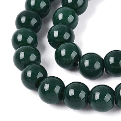 オペークソリッドカラーガラスビーズ連売り  ラウンド  濃い緑  6~6.5mm  穴：1.4mm  約67~70個/連  14.76インチ〜15.16インチ（37.5~38.5cm）&nbsp;X-GLAA-T032-P6mm-24