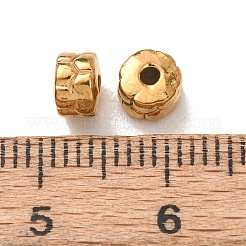 304ステンレススチールスペーサービーズ  イオンプレーティング（ip）  テクスチャフラットラウンド  18KGP本金メッキ  5x3.5mm  穴：1.4mm&nbsp;STAS-L318-15G