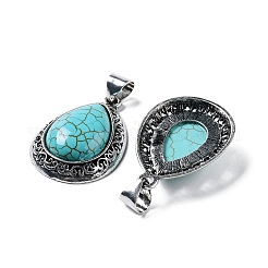 Synthetic Turquoise Teardrop Pendants&nbsp;G-A093-03AS-02
