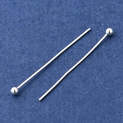 真鍮のボールヘッドピン  カドミウムフリー＆鉛フリー  銀  25x0.5mm  24ゲージ  ヘッド：2mm  約9350個/袋&nbsp;KK-R020-06S