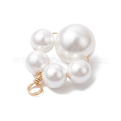 3Pcs 3 Sizes Copper Wire Wrapped Shell Pearl Beaded Pendants&nbsp;PALLOY-JF02984