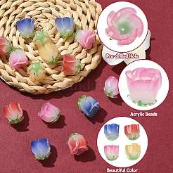 16Pcs 4 Colors Gradient Color Opaque Acrylic Beads&nbsp;MACR-CJ0002-32