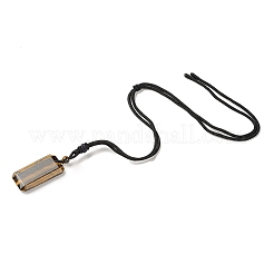 Natural Tiger Eye Rectangle Pendant Necklace with Nylon Cord for Women&nbsp;NJEW-C001-01B-02