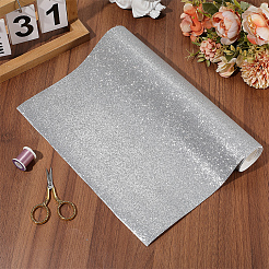 グリッター PVC レザー生地  靴バッグ縫製パッチワークdiyクラフトアップリケ  銀  1370x300x0.5mm&nbsp;DIY-WH20011-59C