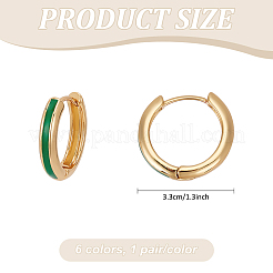 6 Pairs 6 Colors Real 18K Gold Plated Brass Huggie Hoop Earrings&nbsp;EJEW-AN0004-67