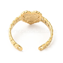 Ion Plating(IP) 304 Stainless Steel Heart with Word Love You Open Cuff Ring for Women&nbsp;RJEW-I085-06G