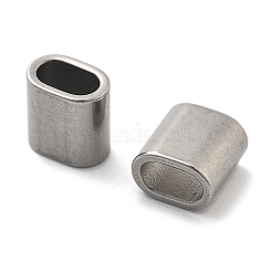 304ステンレススチールスライドチャーム  スライダービーズ  レザーコードブレスレット作り用  オーバル  ステンレス鋼色  10x10x6.5mm  穴：7x4mm&nbsp;STAS-R138-02P