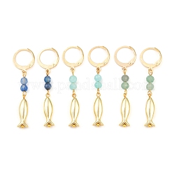 3 Pairs 304 Stainless Steel Gemstone Beads Leverback Earrings&nbsp;EJEW-JE06632