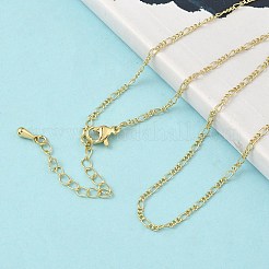 2mm真鍮フィガロチェーンネックレス  カドミウムフリー＆鉛フリー  長持ちメッキ  ラックめっき  18KGP本金メッキ  17.64インチ（44.8cm）&nbsp;NJEW-P339-08G