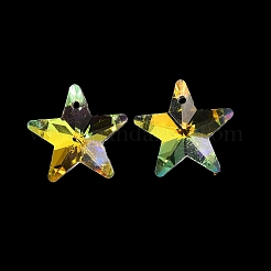 ガラスチャーム  スター  ABカラー  多面カット  クリアAB  17x18x8.5mm  穴：1.4mm&nbsp;X-GLAA-I057-02C
