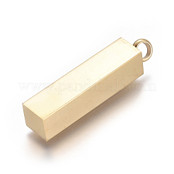 304ステンレスペンダント  ガラスラインストーン付き  直方体の  クリスタル  ゴールドカラー  38x8x8mm  穴：4mm&nbsp;STAS-G195-26G