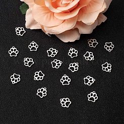 304ステンレススチールチャーム  犬の足跡  ステンレス鋼色  12.9x11.8x1mm  穴：1.5mm  20個/箱&nbsp;STAS-UN0001-15P