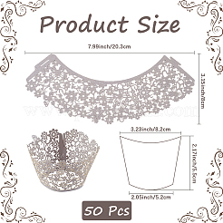 紙製ベーキングカップ50個  くり抜いた花のカップケーキライナー  ベーキング用品アクセサリー  銀  80x55mm&nbsp;HULI-CN0001-01A