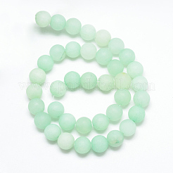 天然石ホワイトジェイドビーズ連売り  染め  艶消し  ラウンド  アクアマリン  10~11mm  穴：1.2mm  約38~39個/連  14.9インチ&nbsp;X-G-R297-10mm-36