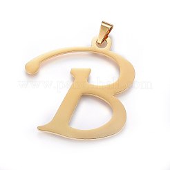 304ステンレススチールペンダントとスタッドピアスジュエリーセット  アルファベット  文字.b  48x46x1.7mm  穴：9x4.5mm  15.5x17x1.5mm  ピン：0.8mm&nbsp;SJEW-P100-02G