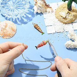 2本2色真鍮エナメルペンダント  魚  18KGP本金メッキ  ミックスカラー  40x10mm  穴：3mm  1pc /カラー&nbsp;KK-CJ0005-79