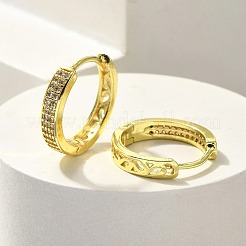 真鍮クリアキュービックジルコニアフープピアス  18KGP本金メッキ  17x3.5mm&nbsp;EJEW-M047-17G
