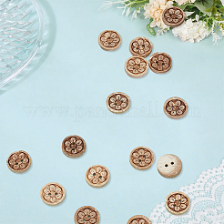 100Pcs Lovely Carved 2-Hole Basic Sewing Buttons&nbsp;BUTT-SP0001-15