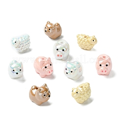 18個 6スタイル UVメッキアクリルビーズ  動物  混合図形  ミックスカラー  20~22.5x17.5~28.5x16.5~26.5mm  穴：3~3.5mm  3個/スタイル&nbsp;OACR-CJ0002-78