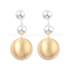 女性用ラウンド真鍮ダングルスタッドピアス  プラチナ·ゴールデン  41.5x18mm&nbsp;EJEW-U055-24GP