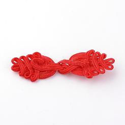 手作り中国結びチャイナボタンセット  ポリエステルボタン  ヤシ  レッド  64~76x19~23x3~4mm&nbsp;BUTT-S020-03C