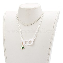 Mixed Shapes Christmas Theme Personalized ABS Plastic Cable Chain Necklaces&nbsp;NJEW-JN03401